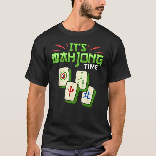 麻雀ゲーム麻雀オンラインプレイヤータイル Tシャツ (正面)