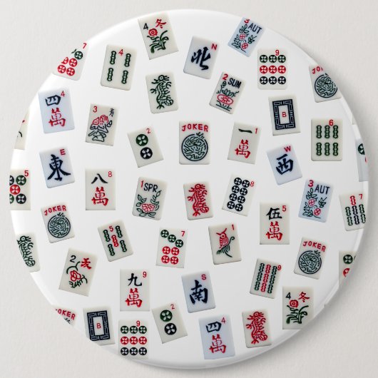 麻雀タイルとシンボルパターン 缶バッジ (正面)