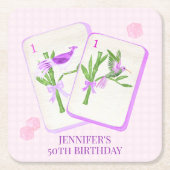 麻雀タイルのナプキンス麻雀パーティーデコール スクエアペーパーコースター (正面)