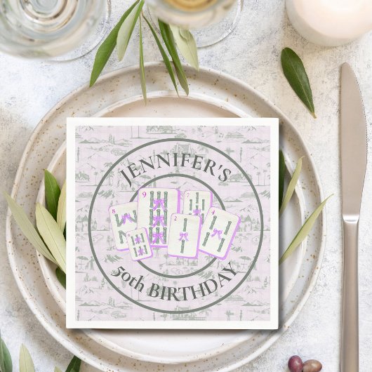 麻雀タイルのナプキンス麻雀パーティーデコール スタンダードカクテルナプキン