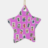 麻雀タイルデザインオン・ピンク セラミックオーナメント (右)