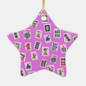 麻雀タイルデザインオン・ピンク セラミックオーナメント (裏面)