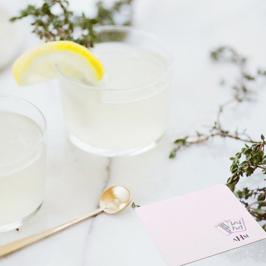 麻雀タイルモノグラムラベンダー スクエアペーパーコースター