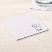 麻雀タイルモノグラムラベンダー スクエアペーパーコースター (アングル)