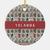 麻雀タイル模様パーソナライズされたセラミック装飾体 セラミックオーナメント (正面)