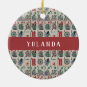 麻雀タイル模様パーソナライズされたセラミック装飾体 セラミックオーナメント (裏面)