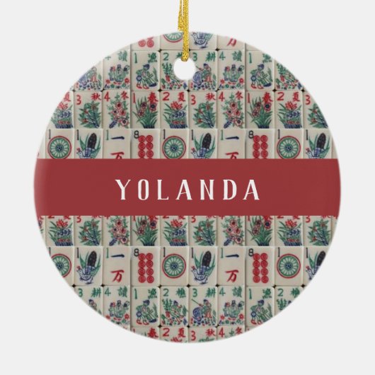 麻雀タイル模様パーソナライズされたセラミック装飾体 セラミックオーナメント (裏面)