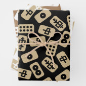 麻雀タイル白と黒の組み合わせ ラッピングペーパーシート (インサイチュ)