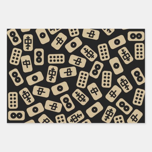 麻雀タイル白と黒の組み合わせ ラッピングペーパーシート (正面)