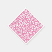 麻雀タイル白ベビーピンク スタンダードカクテルナプキン (角)