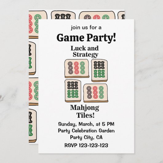 麻雀タイル運戦略プレイヤーファン 招待状 (正面/裏面)