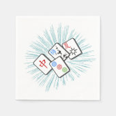 麻雀タイル青 スタンダードカクテルナプキン (正面)