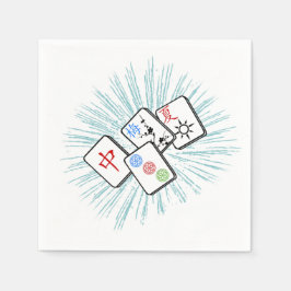 麻雀タイル青 スタンダードカクテルナプキン