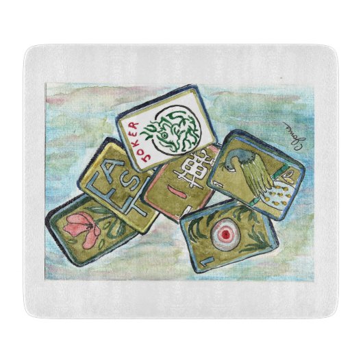 麻雀タイル カッティングボード (正面)
