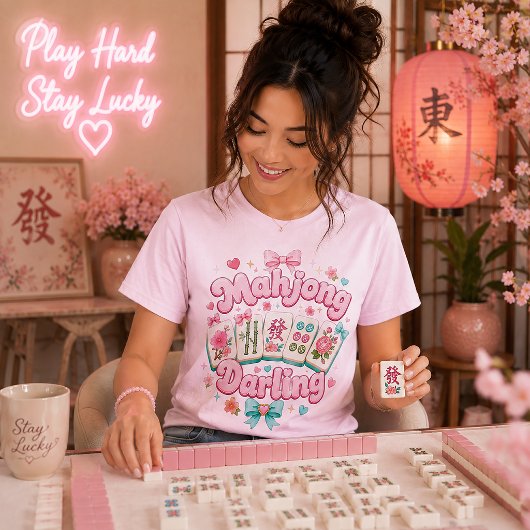 麻雀ダーリンピンク&ミントユニセックスTシャツ Tシャツ