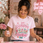 麻雀ダーリンピンク&ミントユニセックスTシャツ Tシャツ