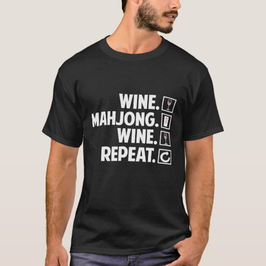 麻雀ティおもしろいー麻雀ワインラバーゲーム愛好家 Tシャツ (正面)