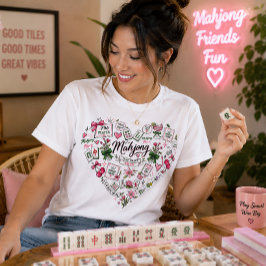 麻雀ハートコラージュ タイルデザイン トライブレンドTシャツ
