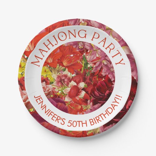 麻雀パーティーリッチはっきりしたフローラ ペーパープレート (正面)