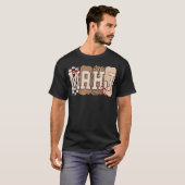麻雀ヒョウ柄市松模様コラージュ Mah Jongg Tシャツ (正面フル)