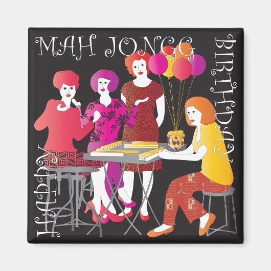 麻雀プレゼント誕生日磁石 マグネット (正面)