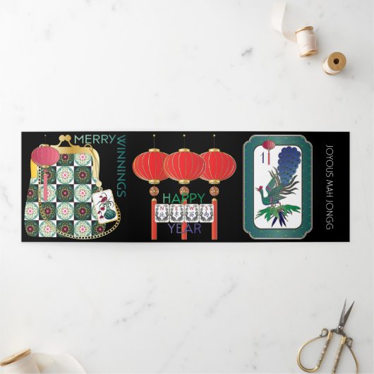 麻雀ホリデートリフォルドカード 三つ折りクリスマスカード (外部)