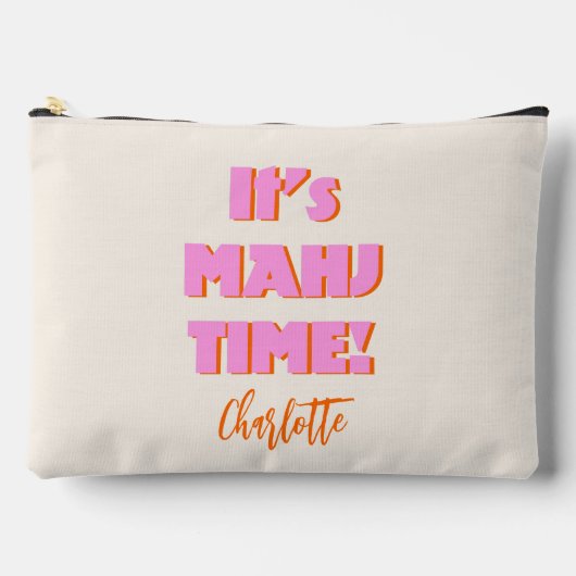 麻雀マージャンチョンピンク引用文 パーソナライズされた アクセサリーポーチ (正面)