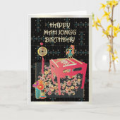 麻雀レッドテーブル カード (黄色い花)