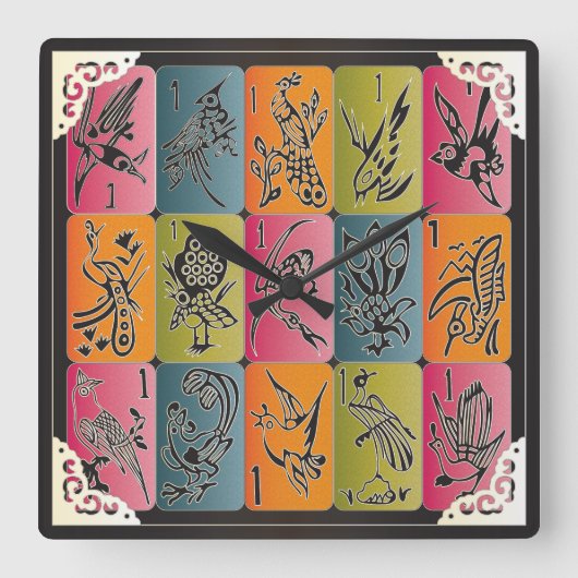 麻雀ワンバム スクエア壁時計 (正面)