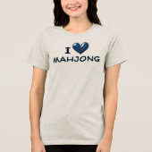麻雀大好きハートカスタムデザインのエレガントな麻雀グッズ トライブレンドTシャツ (正面)