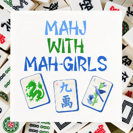 麻雀女と楽しむマージャン / 水彩マージャン牌デザイン スタンダードカクテルナプキン