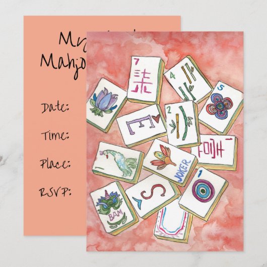 麻雀招待状カード 招待状 (正面/裏面)