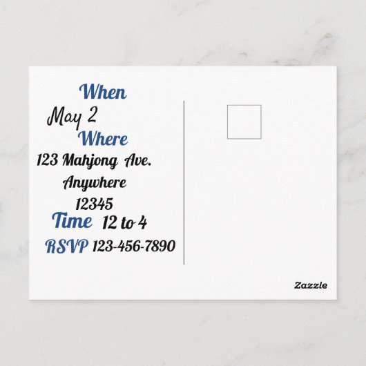 麻雀招待状 ポストカード (裏面)