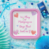 麻雀日Y水色バレンタインのハート ペーパープレート (パーティー)