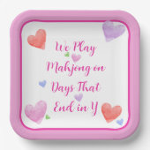 麻雀日Y水色バレンタインのハート ペーパープレート (正面)