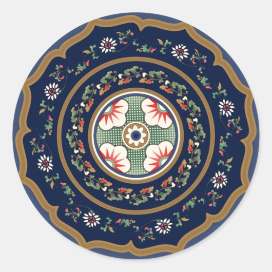 麻雀模様 クラシック ラウンド ステッカー (正面)