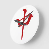 麻雀牌 中 チュン_ロゴのみ-01 ラウンド壁時計 (傾斜)