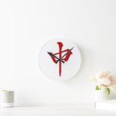 麻雀牌 中 チュン_ロゴのみ-01 ラウンド壁時計 (ホーム)