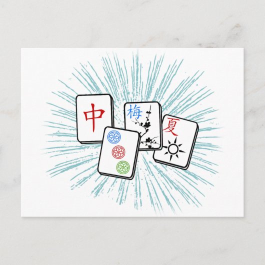 麻雀牌 青 ポストカード (正面)