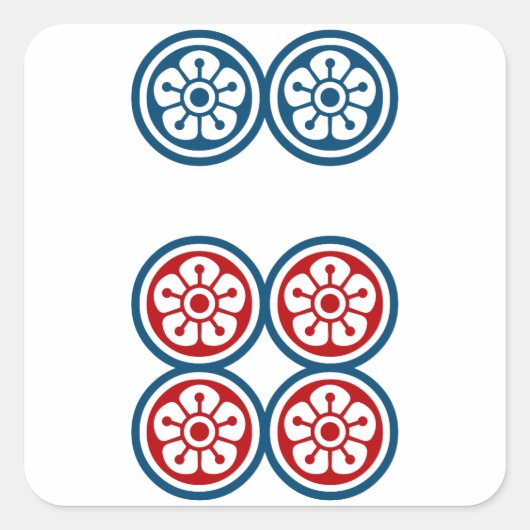 麻雀牌 6筒 / SIX OF CIRCLES -MAHJONG TILE- スクエアシール (正面)