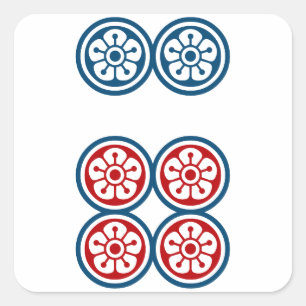 麻雀牌 6筒 / SIX OF CIRCLES -MAHJONG TILE- スクエアシール