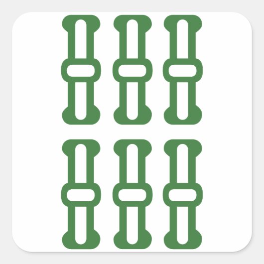 麻雀牌 6索 / SIX OF BAMBOOS -MAHJONG TILE- スクエアシール (正面)