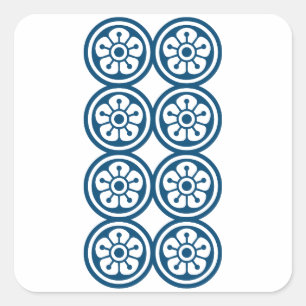 麻雀牌 8筒 / EIGHT OF CIRCLES -MAHJONG TILE- スクエアシール