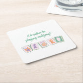 麻雀紙コースターパープル/グリーン スクエアペーパーコースター (アングル)