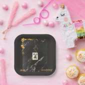 麻雀紙プレートとオレンジフローラデザイン ペーパープレート (パーティー)