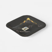 麻雀紙プレートとオレンジフローラデザイン ペーパープレート (傾斜あり)