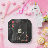 麻雀紙プレート大理石とフローラデザイン ペーパープレート (パーティー)