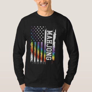 麻雀統一された州動揺してレインボーw米国国旗 tシャツ