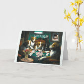 麻雀誕生日カード犬 カード (黄色い花)