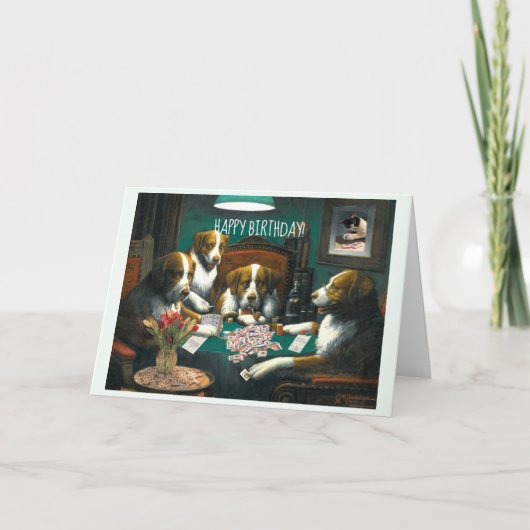 麻雀誕生日カード犬 カード (正面)